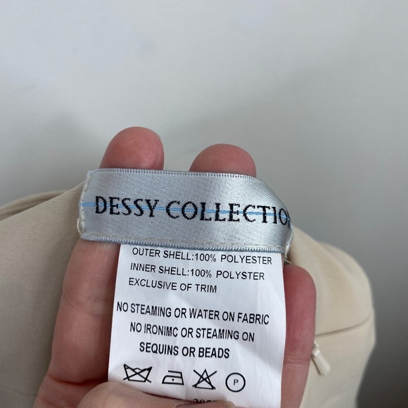 NWT Dessy Collection Strapless Dress 14 Tea Length Nude Palomino Prom Wedding - Picture 6 of 9